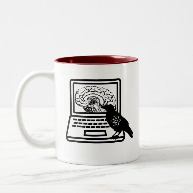 Raven Atom Brain Laptop Two Tone Coffee Mug (Left)