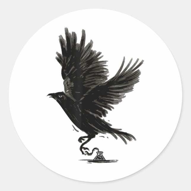 Raven Bird Crow Tattoo _1  Classic Round Sticker (Front)