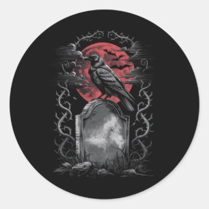 Raven Bird Gothic Raven Art Cemetery Fantasy Classic Round Sticker