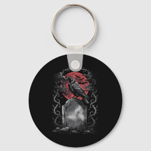 Raven Bird Gothic Raven Art Cemetery Fantasy  Keychain
