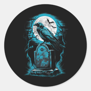 Raven Bird Gothic Spooky Graveyard Classic Round Sticker