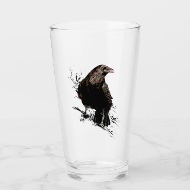 Raven Bird Graphic Art Wildlife Animal Art Glass (Front)