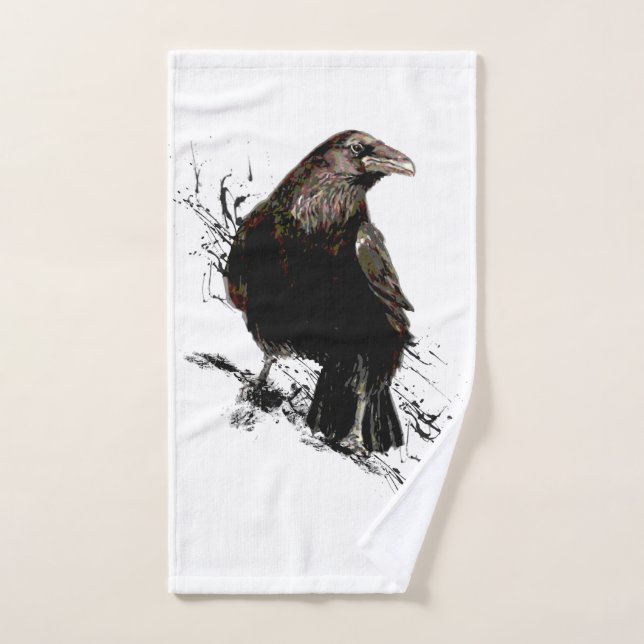 Raven Bird Graphisme Art Faune Art Animal Art (Serviette à main)
