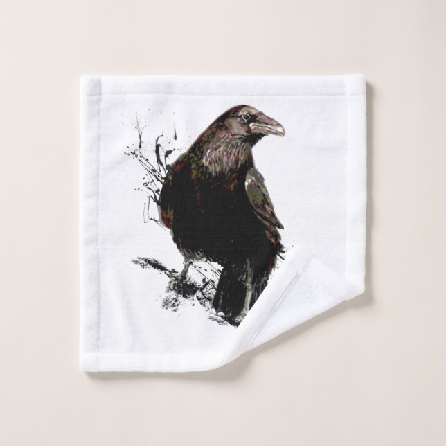 Raven Bird Graphisme Art Faune Art Animal Art (Gant de toilette)