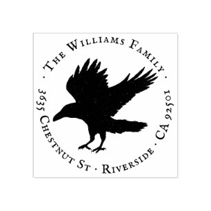 Raven Bird Grunge Self Inking Return Address Rubber Stamp