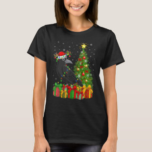 Raven Bird   Xmas Holiday Santa Raven Christmas Tr T-Shirt