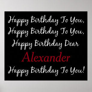 Raven Black and White Birthday Song Personalized Poster
