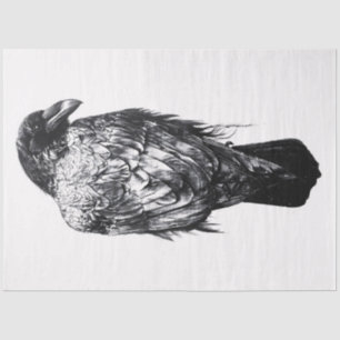 Raven Black and White Decoupage Tissue Paper