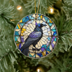 Raven Black Bird Ceramic Decorative Ornament