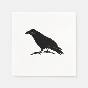 Raven Black Bird Halloween Spooky Painting Art Napkin