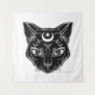 Raven Black Cat Design Backdrop Tapestry
