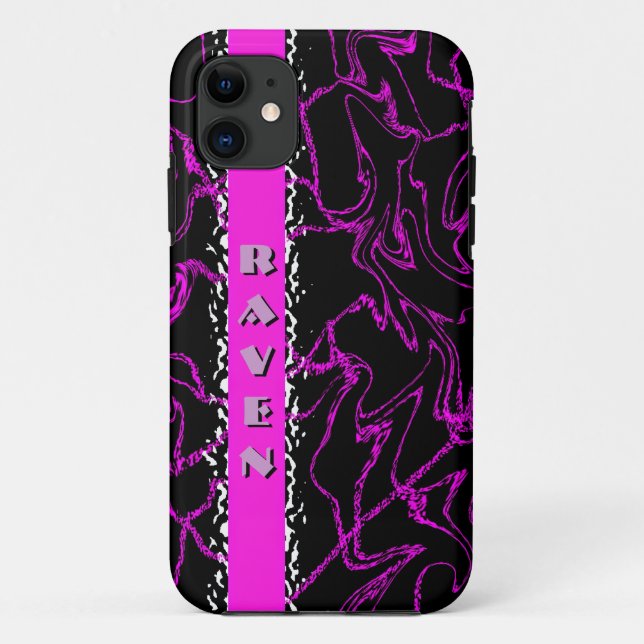 RAVEN Black & Purple Marble Bling Iphone 5 Case (Back)