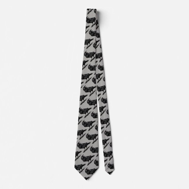 Raven Black Silhouette Bird  Tie (Front)