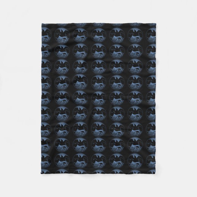 Raven Blanket Native Spirit Animal Fleece Blanket (Front)