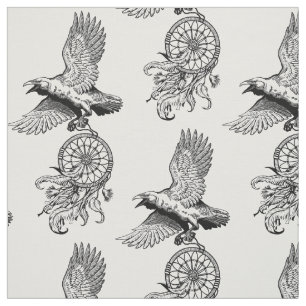 Raven carrying dreamcatcher fabric