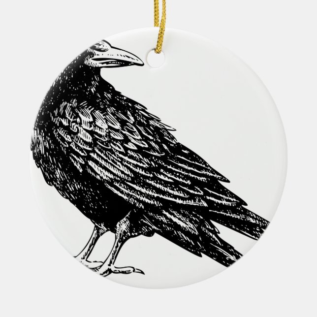 Raven Ceramic Ornament (Front)