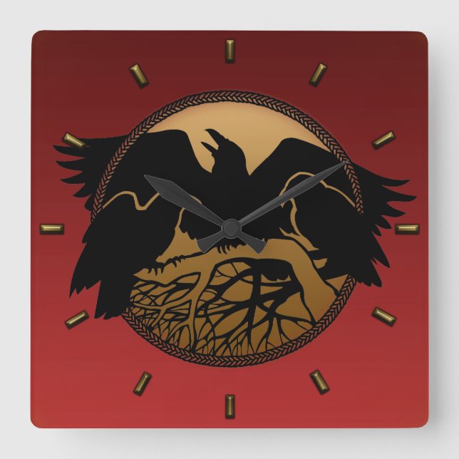 Raven Clock Native Raven Art Wall Clock Bird Gift (Front)