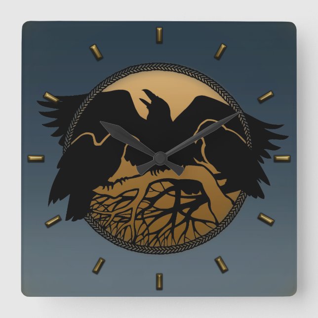 Raven Clock Native Raven Art Wall Clock Bird Gift (Front)