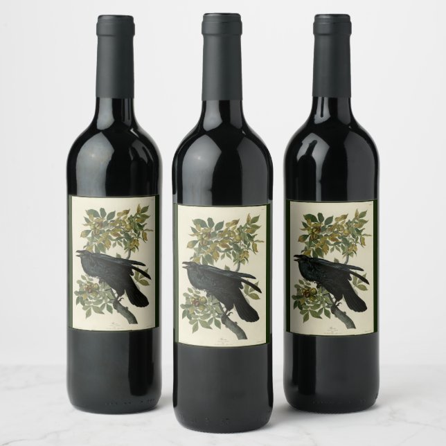 Raven (Common Raven) from Audubon Birds of America Wine Label (Bottles)