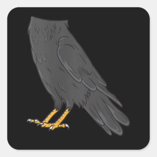 Raven Costume Halloween Black Crow Easy Lazy Square Sticker