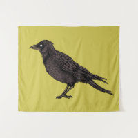 Raven Creepy Crow Bright Gothic Ink Art
