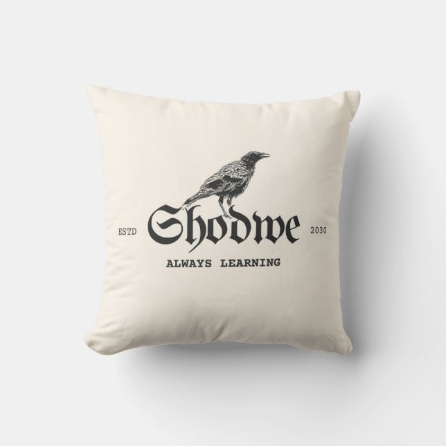 Raven Crest Always Learning Throw Pillow (Front)