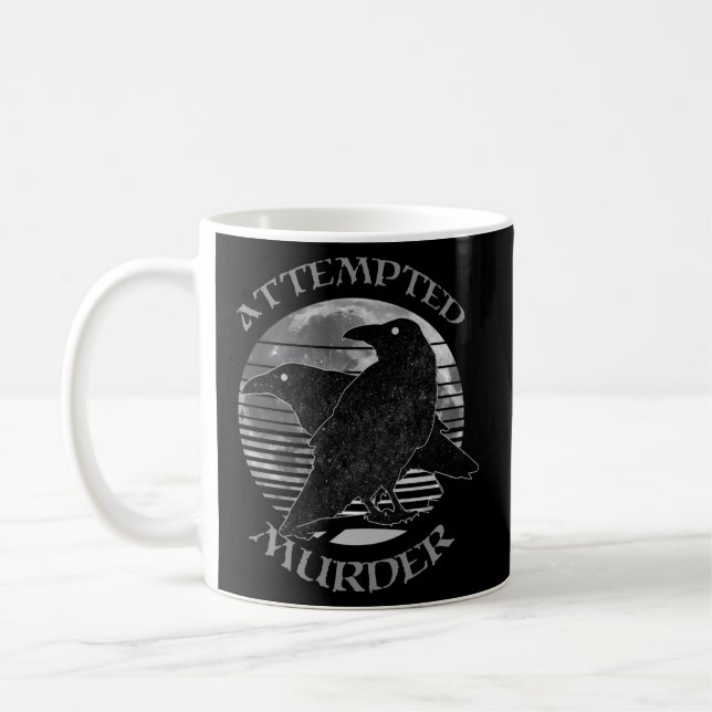 Raven Crow Attempted Murder Moon Wiccan Pagan Coffee Mug (Left)