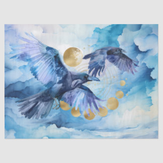 raven crow decoupage tissue paper