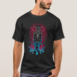 Raven Crow Flower Gothic Rose Black Bird Vintage T-Shirt