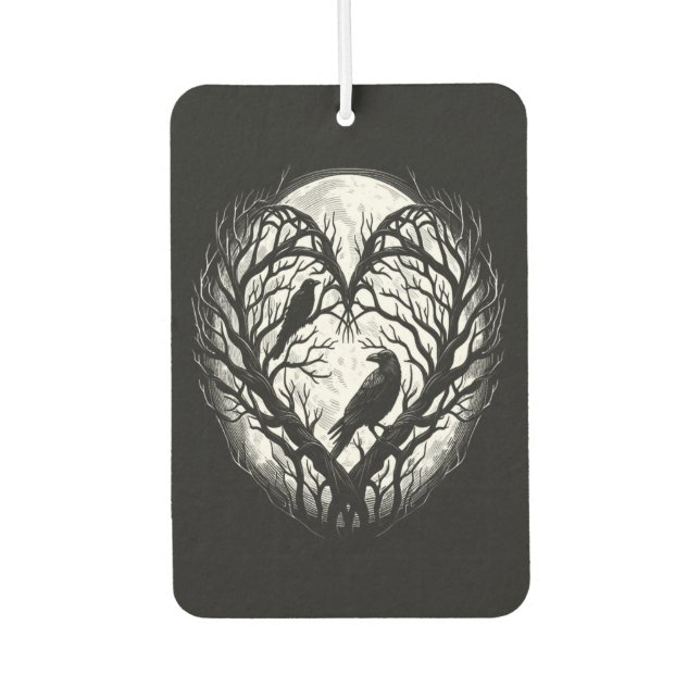 Raven Crow Heart Tree  Air Freshener (Front)