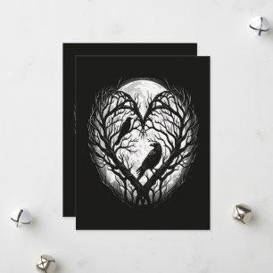 Raven Crow Heart Tree Holiday Card