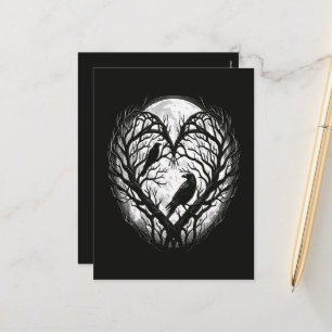 Raven Crow Heart Tree Holiday Postcard