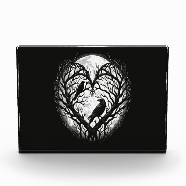 Raven Crow Heart Tree  Photo Block (Front)