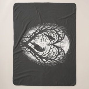 Raven Crow Heart Tree Sherpa Blanket