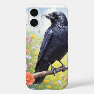 Raven Crow on Branch iPhone 16 Case