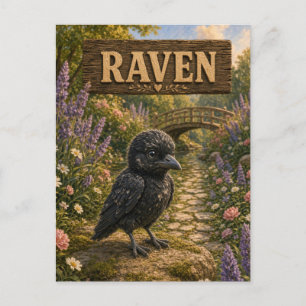 Raven Cute Baby Storybook Nursery Animal Postcard