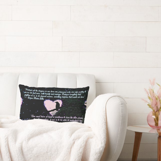 Raven Dark Love Cracked Glowing Heart with Quotes Lumbar Pillow (Couch)