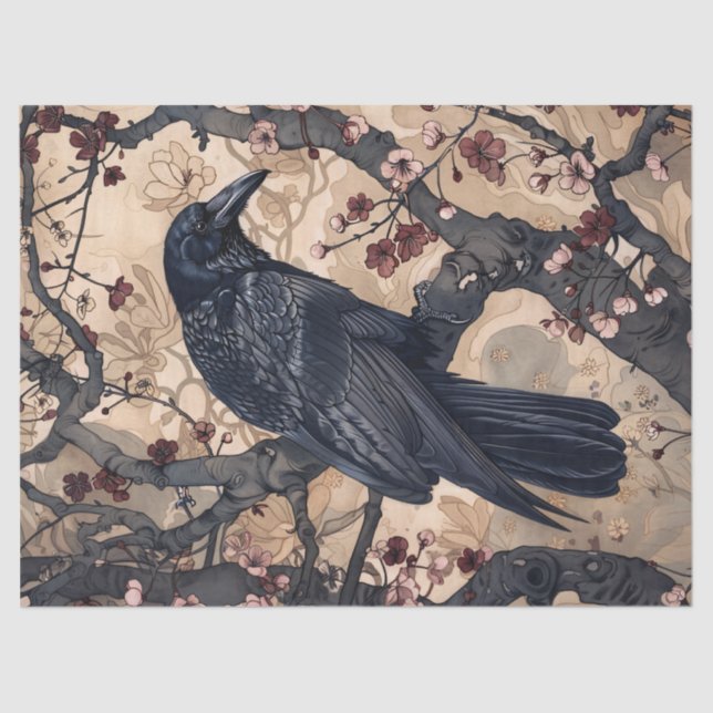 Raven Decoupage Tissue Paper for Furniture (Front)