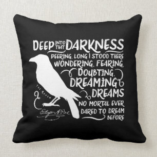 Raven (Deep Into That Darkness) by Edgar Allan Poe Throw Pillow