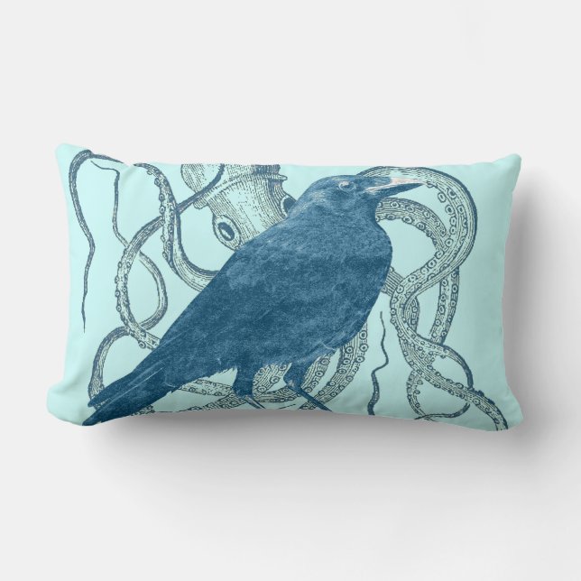 Raven Dreams of the Octopus Lumbar Pillow (Front)