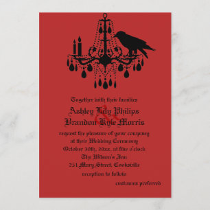 Raven et invitation de mariage damassé