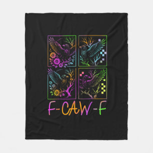 Raven F-Caw-F Colorful Neon Goth Bird Funny  Fleece Blanket