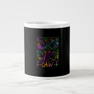 Raven F-Caw-F Colorful Neon Goth Bird Funny  Large Coffee Mug