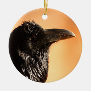 raven face ceramic ornament