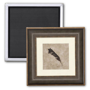 Raven Feather Crow & Bird-lover Framed Art Effect Magnet