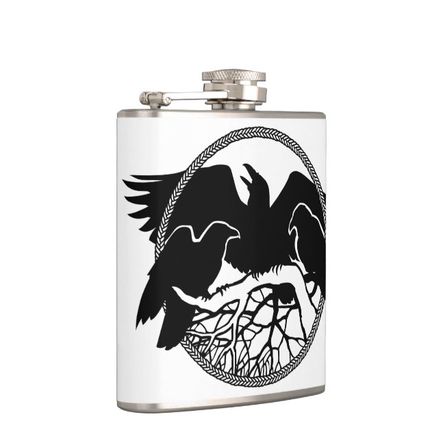Raven Flask Custom Raven / Crow Art Drink Flask (Right)