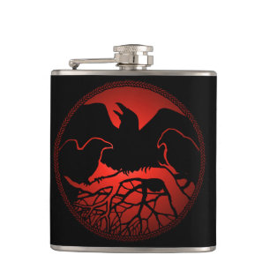 Raven Flask Custom Raven / Crow Art Drink Flask