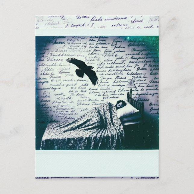 Raven Flies Over man Asleep Postcard (Front)