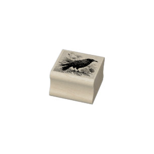 Raven Floral Art Rubber Stamp