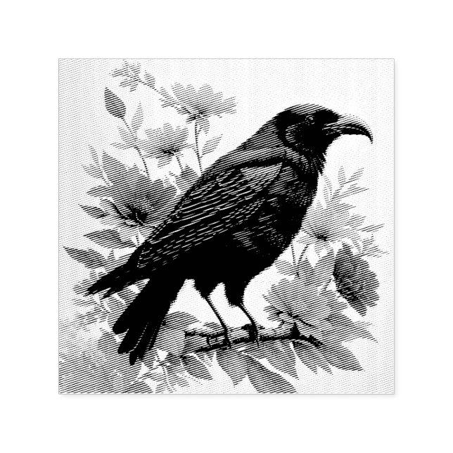 Raven Floral Art Self-inking Stamp (Design)